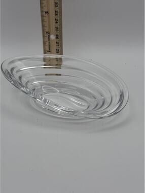 Rogaska Crystal Art Glass Oval Bowl Signed Clear Glass Centerpiece Dish